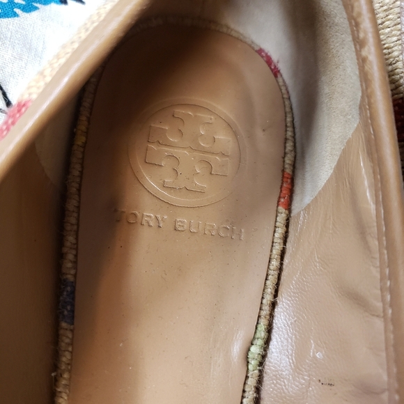 Tory Burch Reva Raffia Woven Striped Flats size 8½
